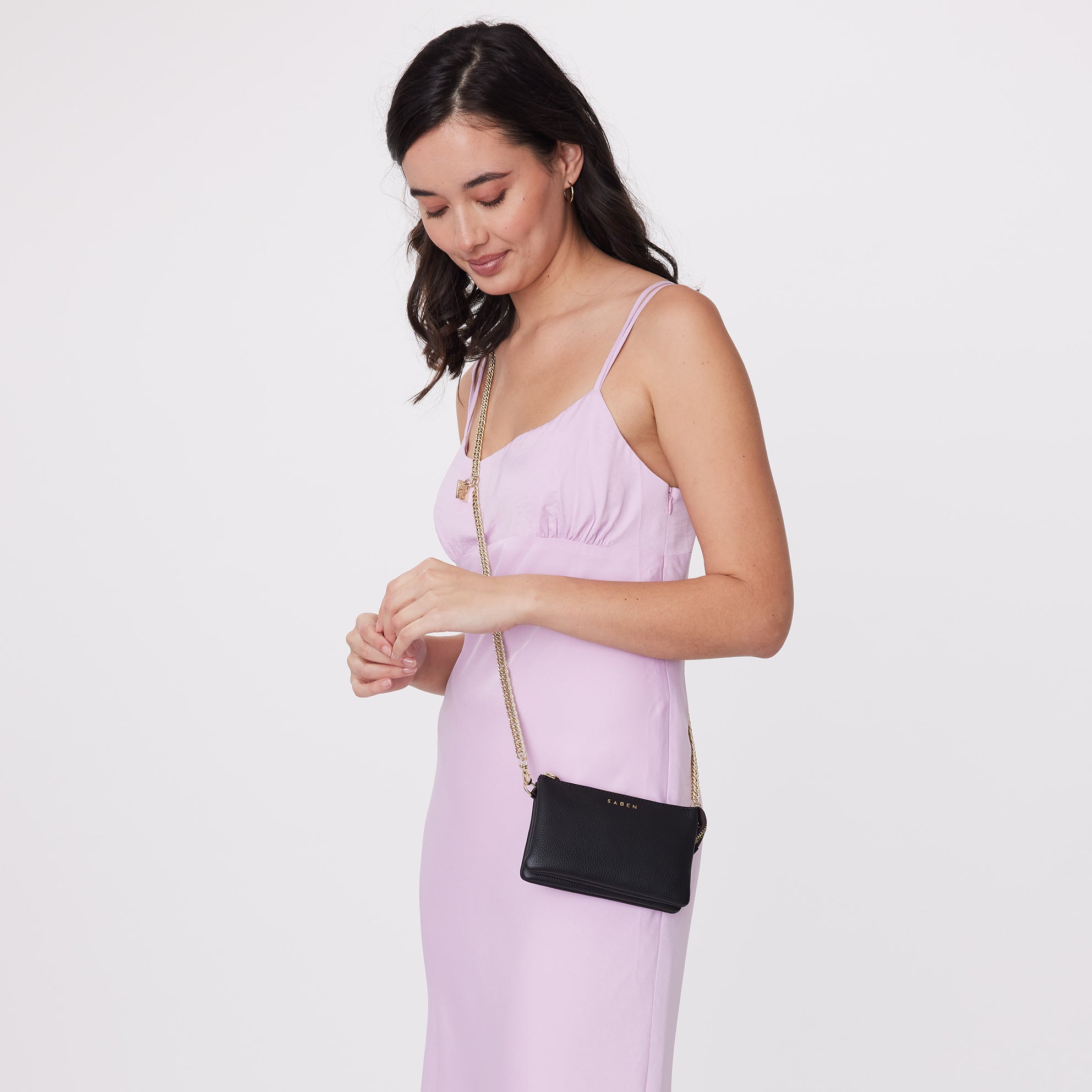 Saffiano leather on sale chainlink crossbody bag
